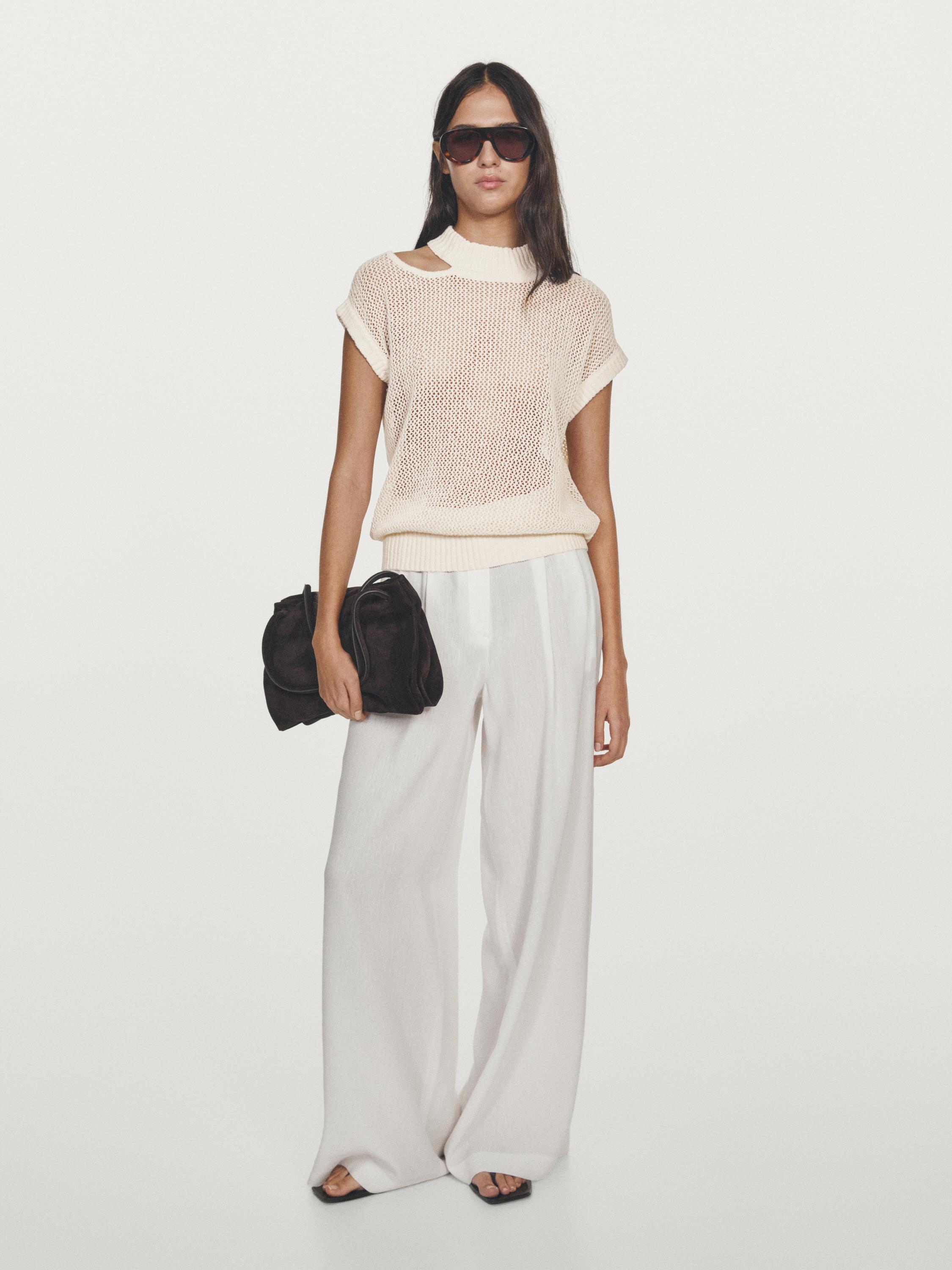 Top en maille à col fendu